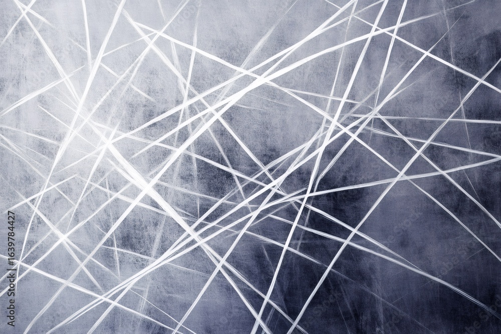 Poster abstract minimalist art featuring intersecting white lines forming geometric patterns on a textured 