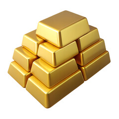 3d render of a stack of gold bars, symbolizing wealth, investment, and precious metal, isolated on transparent background