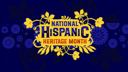 Obraz premium National hispanic heritage month celebration banner poster card with folk patterns for social media, networks - vector illustration