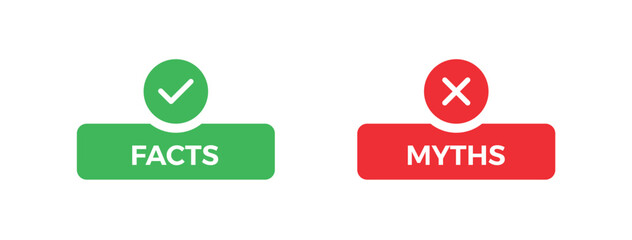 Modern Facts and Myths Buttons – Truth vs False Information Vector