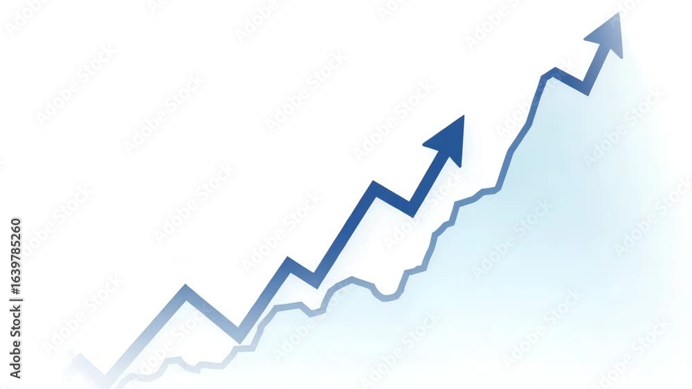 Aufkleber abstract financial chart with uptrend line and arrow on white background - symbolizing investment su