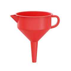 Red Plastic Funnel with Handle Isolated on White