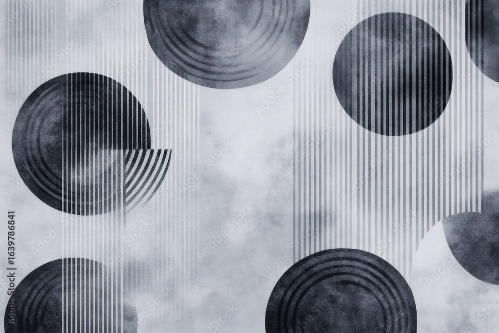 Aufkleber abstract modern background featuring a harmonious blend of gray and black, with circles, semicircles