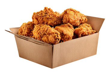 Crispy fried chicken pieces in a brown cardboard box (5)