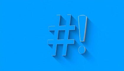Obraz premium Light blue hashtag exclamation design