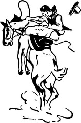 abstract design of American wild west desert with cowboys - hand drawn Black illustration. Ilustraciones del viejo oeste. PNG.JPG. VEKTOR