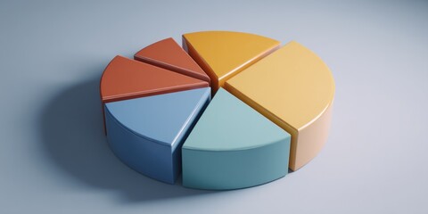Obraz premium Colorful pie chart segments on a gray background, business data visualization