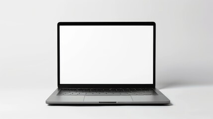 Fototapeta premium Laptop with blank empty white screen display mock-up, isolated on white background 