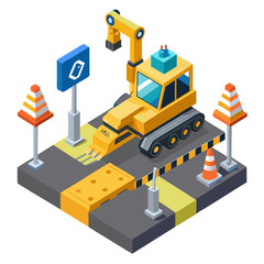 Fototapeta premium Self-repairing road robot