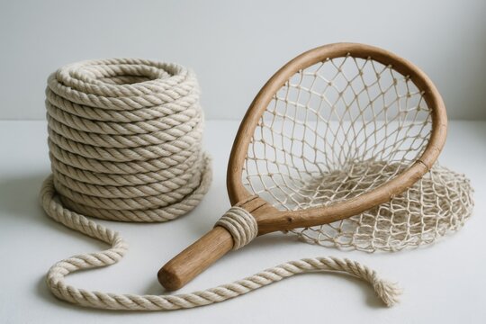 Traditional fishing gear like rope and net embodies classic artisan craftsmanship - Powered by Adobe