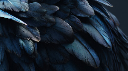 Fototapeta premium Close-up of dark black feathers creating a soft, elegant abstract background