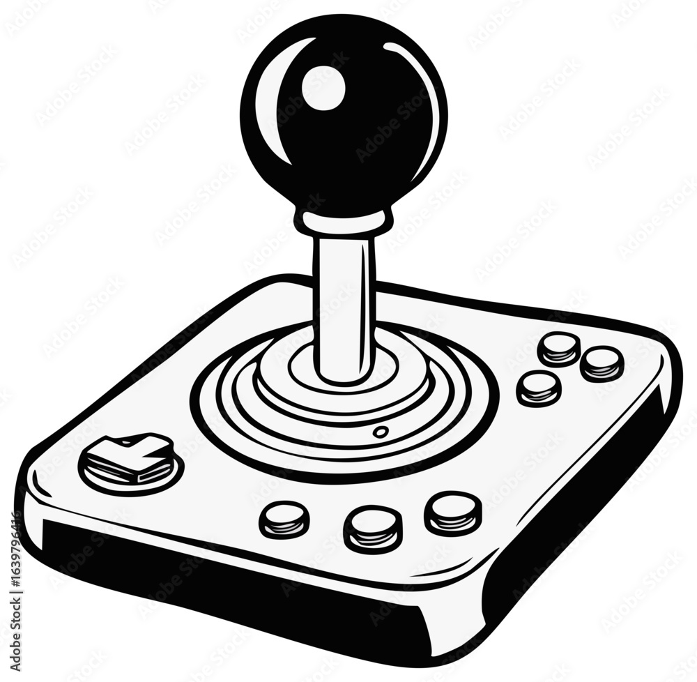 Aufkleber retro arcade game controller vector illustration, joystick with buttons