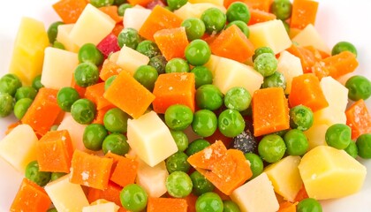 Frozen vegetable mix close up