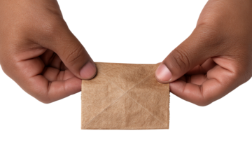 Hands holding a brown envelope, symbolizing communication and connection.