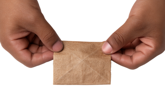 Hands holding a brown envelope, symbolizing communication and connection.
