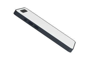 3D smartphone mockup with blank white screen, isolated on transparent background for UI design or product presentation