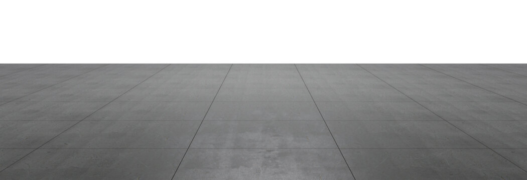 Dark concrete floor background with perspective view, isolated PNG for 3D mockup and product showcase..