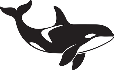 Fototapeta premium Silhouette style vector minimal orca logo design, simple black color whale illustration icon, modern marine animal line art symbol for creative branding, Adobe Stock, and professional graphic design p