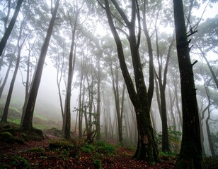 Obraz premium misty morning in the forest