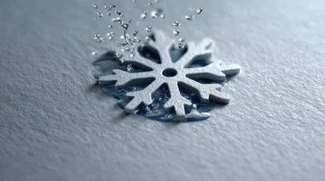 Snowflake icon melts into ripples, symbolizing climate action and ecosystem care