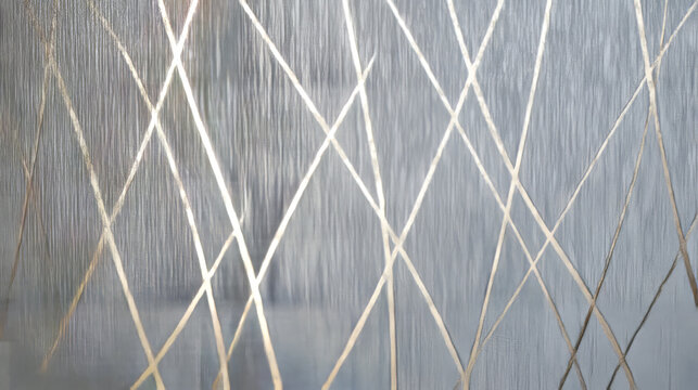 Grey wallpaper with metallic silver geometric linear pattern background