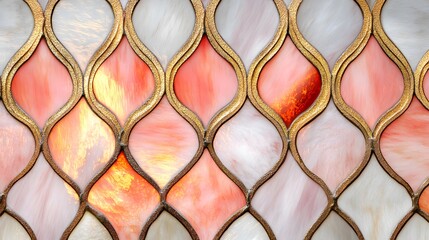 Fototapeta premium Detailed close-up of stained glass with a repeating pattern.