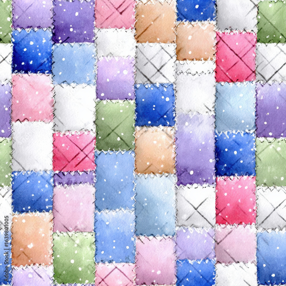 Aufkleber seamless, colorful patchwork design with various textures and shapes in a grid layout.