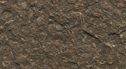 Detailed closeup view of a dark rough textured rock surface