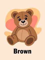 Fototapeta premium Brown Teddy Bear Cartoon Illustration 