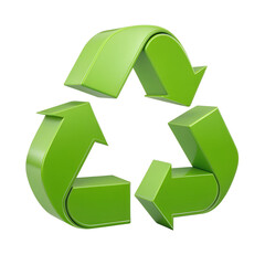 Green recycling symbol isolated on transparent background