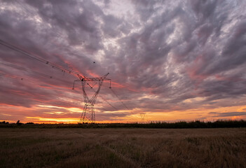 power lines at sunset © Diego