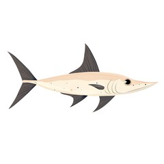 Obraz premium Side view of a light beige fish with dark fins.