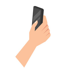 hand holding smartphone to record or take photo, simple cartoon illustration