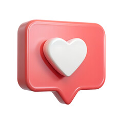 Social media like heart icon in a chat bubble isolated on transparent background