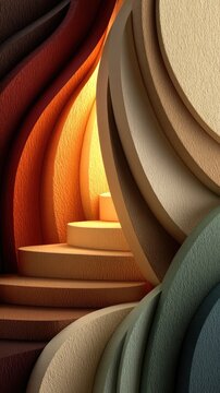 Abstract Beige and Brown Gradient Paper Fold Art Background