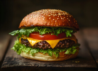 hamburger on black background