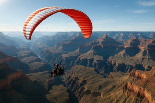 Exploring the Grand Canyon from above with classic paramotoring adventure