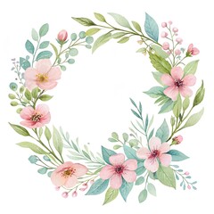 loose watercolor wreath of meadow flowers and greenery