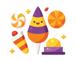 Candy Corn and Sweet Treats Vector Illustration for Clipart and Decoration