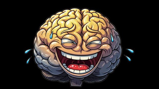 Animated Brain Bursting with Laughter: A Humorous Exploration of Cognitive Overload