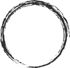 원 프레임 붓터치 수묵화