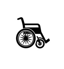 Silhouette of a wheelchair, outlined in dark gray, with subtle sparkle effect
