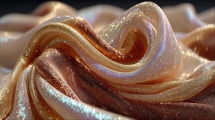 Abstract Champagne Gold Mesh Texture with Curvy Geometry and Warm Sheen