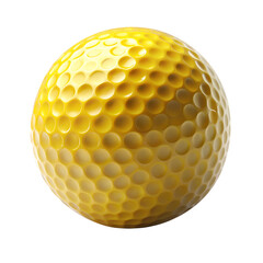 Yellow golf ball with dimples isolated on transparent background