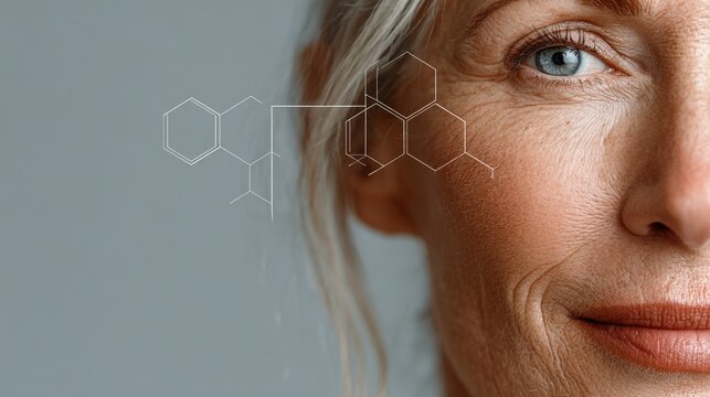 Hormonal balance depicted through facial analysis for skin aging support