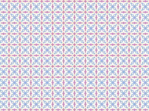 Pink and Blue Thai Pattern, Traditional Floral Geometric Wallpaper, Seamless Textile, Ornamental Design, Cultural Motif, Asian Art, Decorative Background, Vintage Style, Elegant Repeat, Home Decor