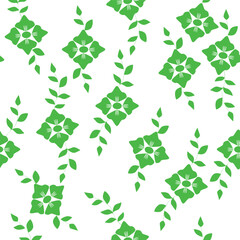 seamless pattern in the form of flowers and leaves in green, suitable for background