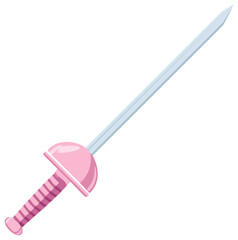 Cute Pink Rapier Sword Cartoon Illustration for Fantasy and Fairy Tale Stories