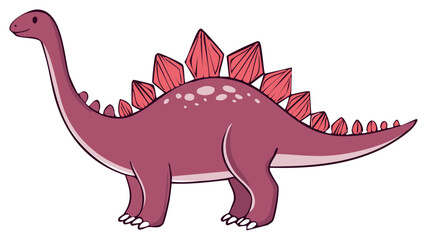Naklejka premium Happy Purple Cartoon Stegosaurus Dinosaur Character Illustration