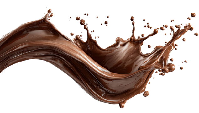 Dark chocolate liquid in a dynamic splash